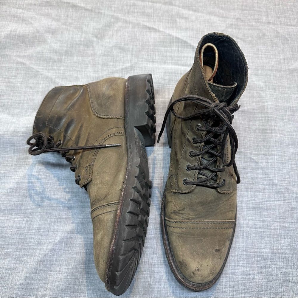 Thursday Boot Company Captain StormKing Dark Olive Leather Combat Boots Size 7.5 - Picture 3 of 13